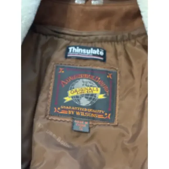 VTGWilson's Adventure Bound sueded leather brown bomber jacket w/thinsulateSMALL - Picture 5 of 13
